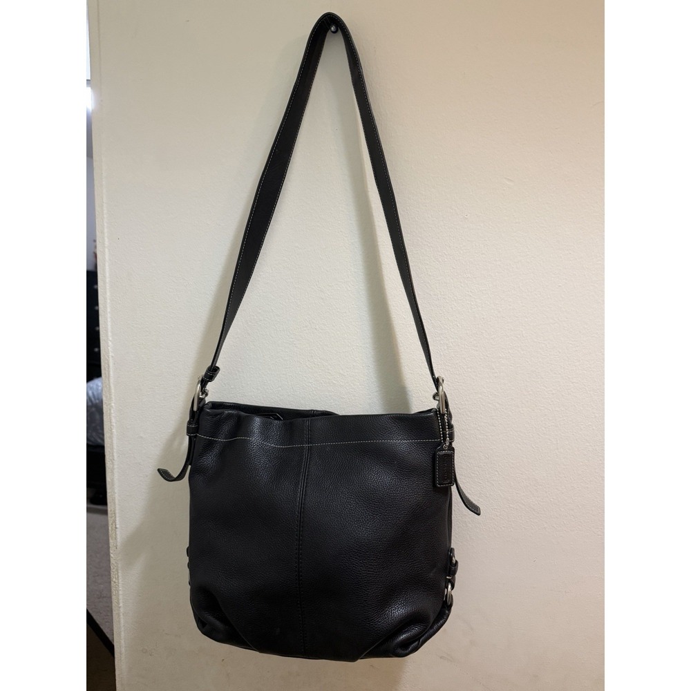 Coach Vintage Early 2000s F15064 Black Leather Shoulder Crossbody Bag Y2K